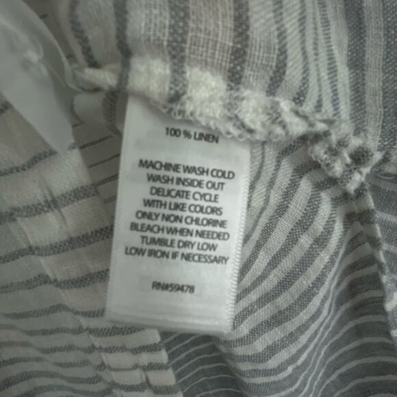 Kenar Striped Sleeveless Button Down Tunic Blouse 100% Linen Minimalist Large - Picture 7 of 10